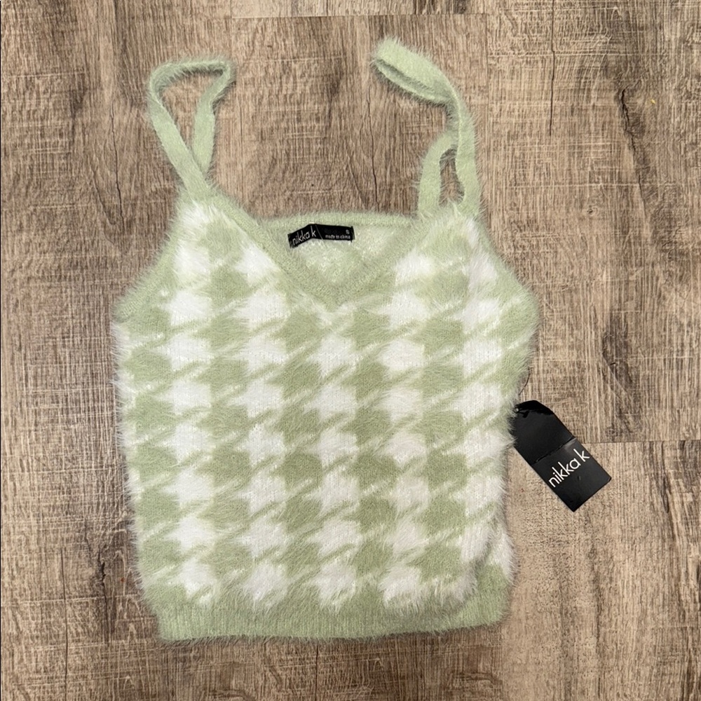 Green Ribbed Fitted Sleeveless Camisole
